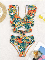 Tropischer Bikini -Bikini -Set mit fröhlicher Druck 3