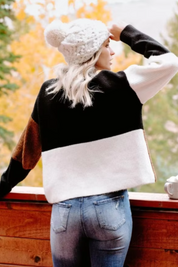 Donna | Warmer Pullover mit trendigem Farbblock-Muster für Damen