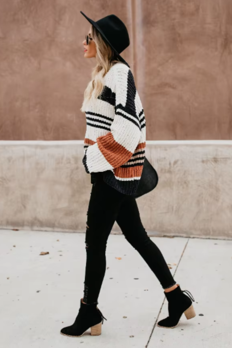 Alyssa | Stilvoller Winterpullover mit Streifenmuster für Damen