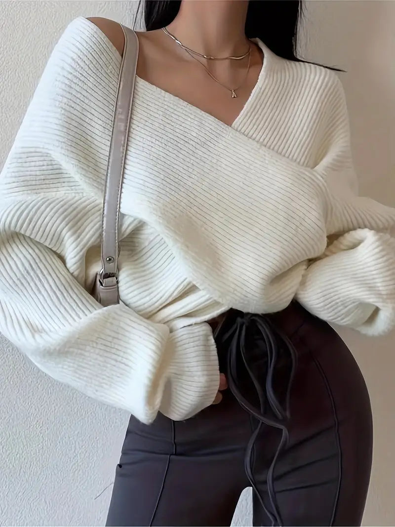 Viola | Eleganter Überkreuz-Pullover in Strickoptik