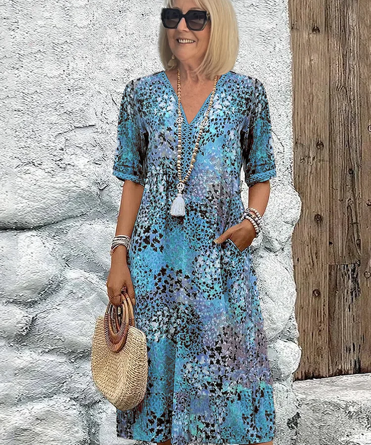 Weiches Damenkleid Mit V Ausschnitt | Midi 1