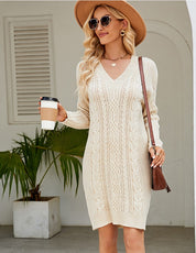 ARJANE | Elegantes Strickkleid mit Spitzenrücken