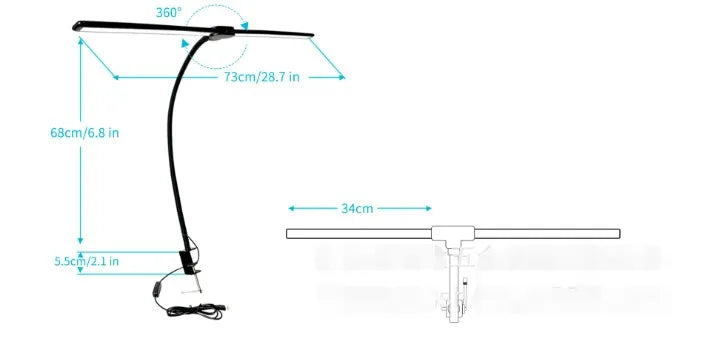 Desklight - Moderne LED -Schreibtischlampe mit zwei Kopf, stilvolle Bürobeleuchtung