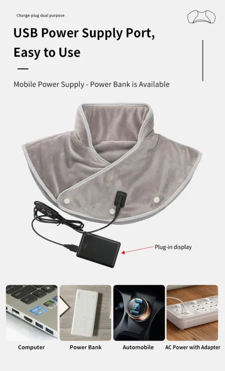 Halsheizkissen & Massagebaste | Hals- und Schulterwärme für Muskelentspannung | Einstellbare Einstellungen für Spannungsabbau | Gezielte Nackenschmerzen und Entspannung