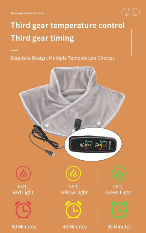 Halsheizkissen & Massagebaste | Hals- und Schulterwärme für Muskelentspannung | Einstellbare Einstellungen für Spannungsabbau | Gezielte Nackenschmerzen und Entspannung