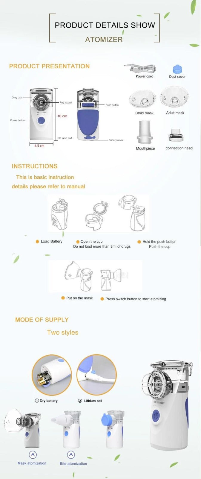 Tragbarer Mesh-Vernebler für Erwachsene und Kinder