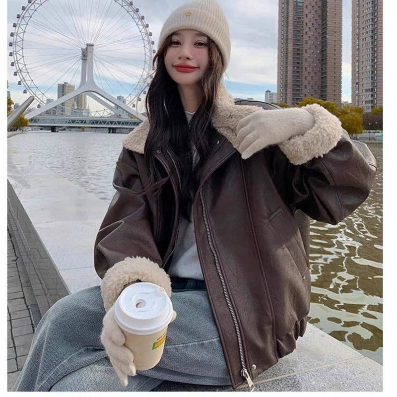 Clarence | Stilvolle Lederjacke mit Kuscheligem Kragen für Damen