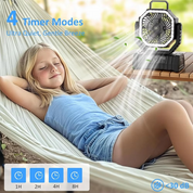 Wiederaufladbarer Campingventilator mit 20000 mAh Akku, 4 Geschwindigkeiten und LED-Laterne 6