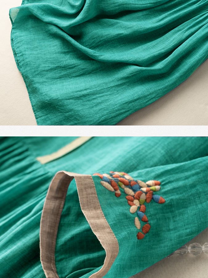 Zara Frauenkleid - bestickte Baumwolle und Leinenkleidung mit ethnischem Design und komfortables Schnitt 7