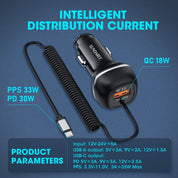 Schnelles USB-C-CAR-Ladegerät mit 51-W-Strom, 3 Ports und QC 3.0-Technologie für mehrere Geräteladungen-4