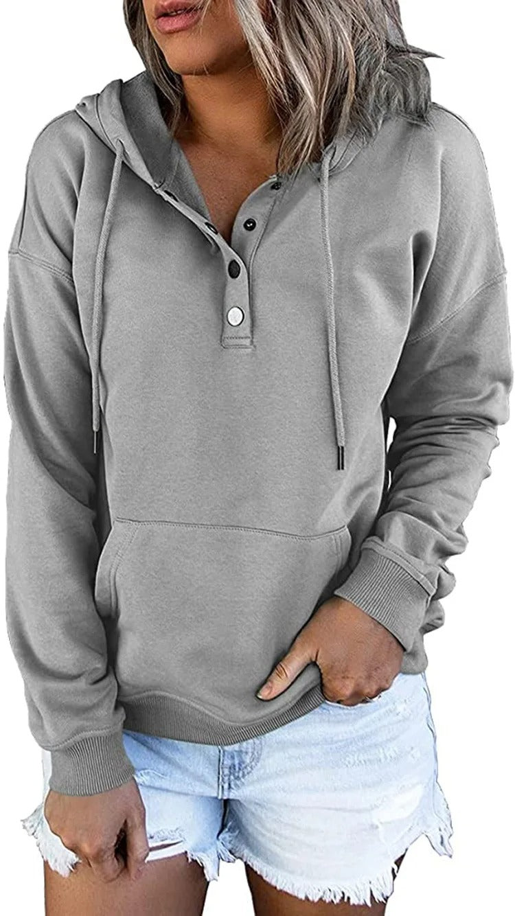 HANIA | Wolle Hoodie mit Knopf für Damen