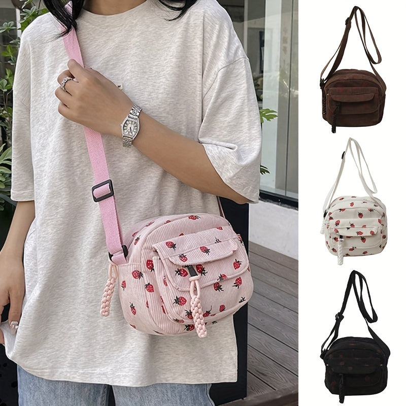 Fleur | Erdbeer Corduroy Schultertasche