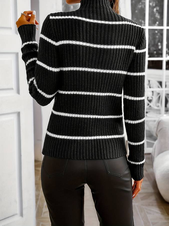 Ellen | Eleganter Rollkragenpullover mit Streifenmuster für Damen