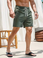  Gelegenheitsshorts von Männern - atmungsaktivem, leichtem Stoff - elastischer Bund mit Kordelkordel-3