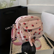 Fleur | Erdbeer Corduroy Schultertasche