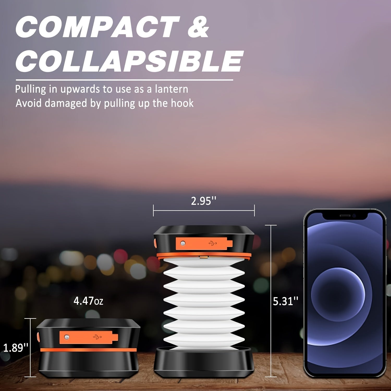 Wiederaufladbare LED -Camping -Laterne - kompaktes faltbares Licht für Outdoor -Abenteuer und Notfälle-5