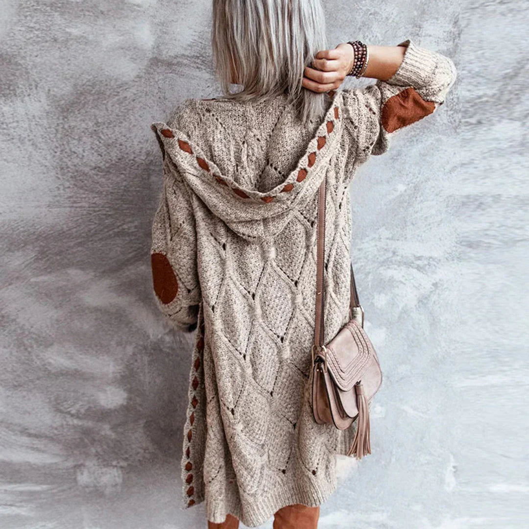 Tala | Modischer Strick-Hoodie mit Kontrast-Patches