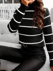 Ellen | Eleganter Rollkragenpullover mit Streifenmuster für Damen