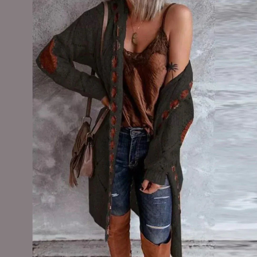 Tala | Modischer Strick-Hoodie mit Kontrast-Patches