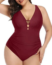 Lea | Blumiger Badeanzug – Verführerischer V-Ausschnitt