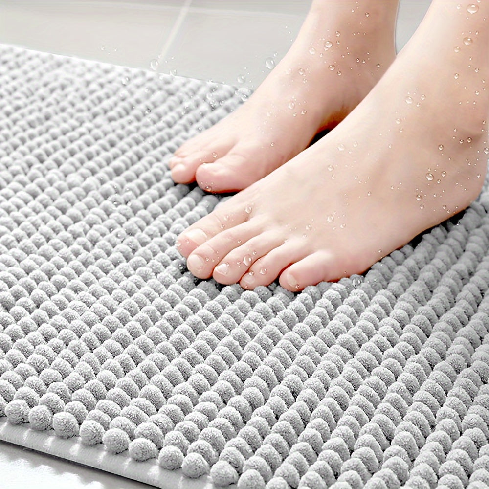  Duschmatte Softcorner -L -verdrängtes Plüschdesign, absorbierende und Anti -Slip-4