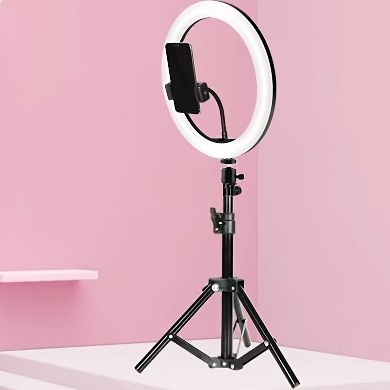 10 -Zoll -LED -Ringlicht mit einstellbarem Stativ und Telefonhalter - ideal für Make -up, Fotografie und Vlogging-1