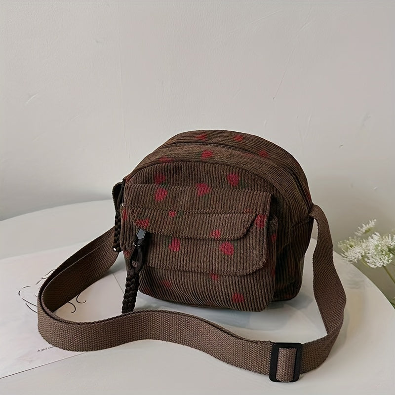 Fleur | Erdbeer Corduroy Schultertasche