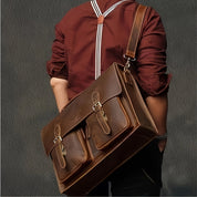 Liam | Retro Leder Crossbody Laptop Reis Messenger Handtasche