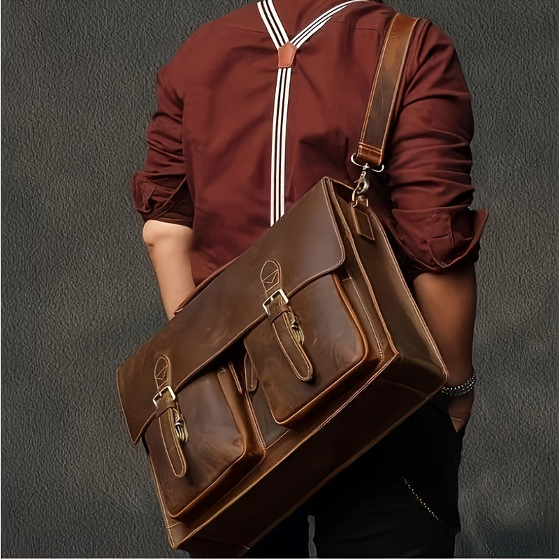 Liam | Retro Leder Crossbody Laptop Reis Messenger Handtasche