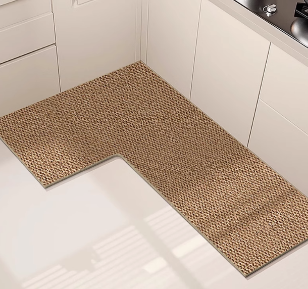  Duschmatte Softcorner -L -verdrängtes Plüschdesign, absorbierende und Anti -Slip-3