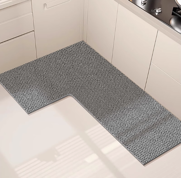  Duschmatte Softcorner -L -verdrängtes Plüschdesign, absorbierende und Anti -Slip-1