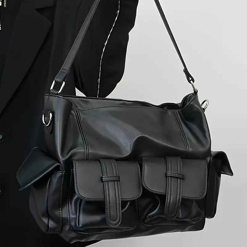 Ella | Große Kapazität Punk Leder Umhängetasche Motorrad