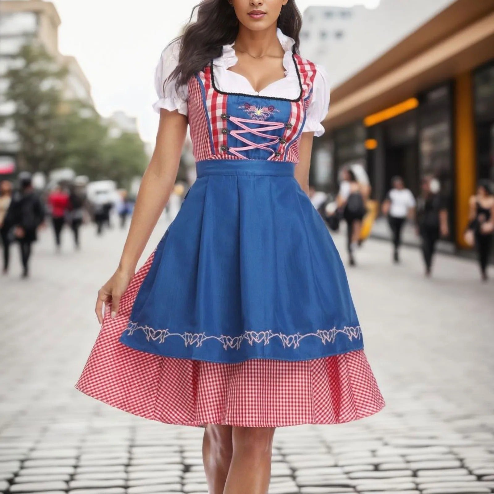JANE | Oktoberfest Retro Karo Dirndl Kleid