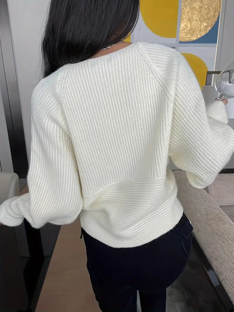 Viola | Eleganter Überkreuz-Pullover in Strickoptik