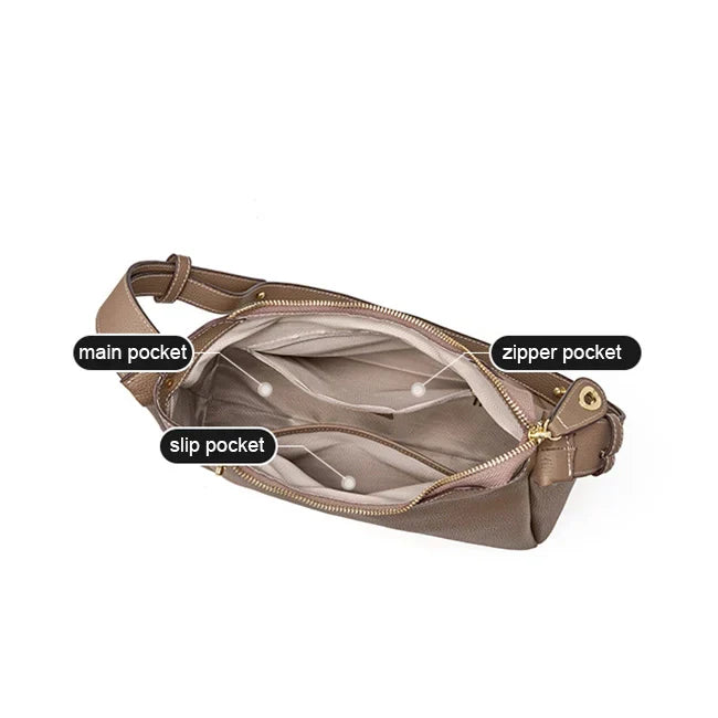 Lila | Vielseitige Genarbte Leder Crossbody Tasche