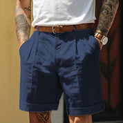  Herren -maßgeschneiderte Shorts - Wattestäbchen -Leinenmisch-3