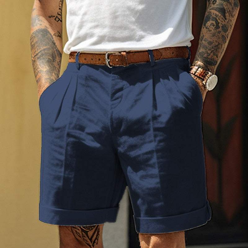  Herren -maßgeschneiderte Shorts - Wattestäbchen -Leinenmisch-3